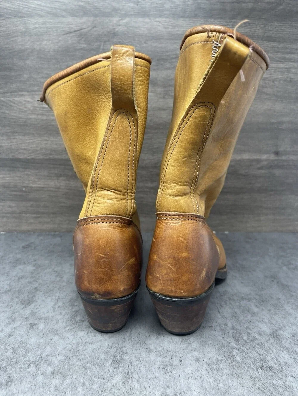 Mens Brown Leather Packer Boots Size 9.5 10 Inch Cowboy Work